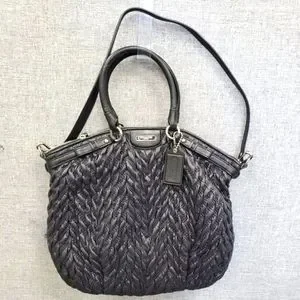 バッグ Coach Madison Chevron Lindsey Satchel Coach Madison Nylon Quilted Chevron Lindsey Satchel Shoulder